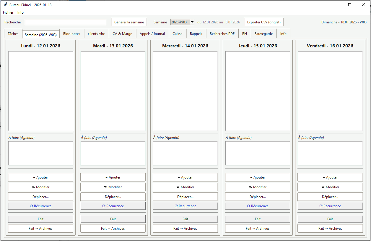Agenda de la semaine